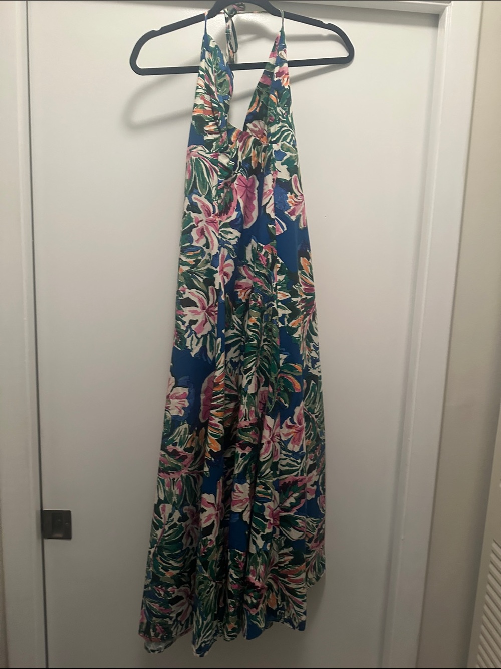 Dress Forum Blue Tropical Floral Halter Maxi Dress